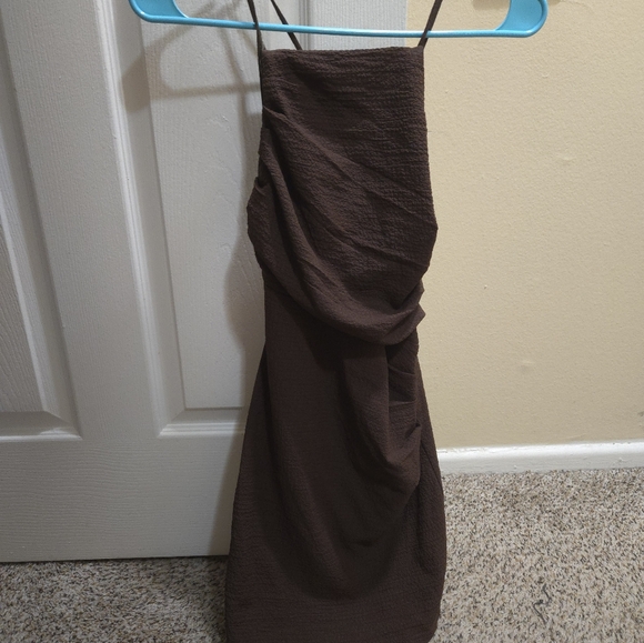 Astr Chocolate Ruched Mini Dress - Picture 3 of 4